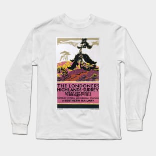 Surrey Hills - SR - Vintage Railway Travel Poster - 1926 Long Sleeve T-Shirt